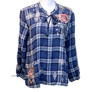 Johnny Was Umoya Effortless Scarf Back Blouse Size S Color MTI W18021-N